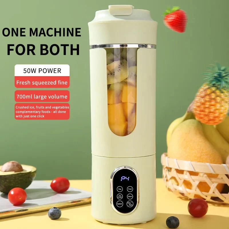Mixeur portable sans fil, petit presse-agrumes rechargeable, mini mélangeur personnel pour smoothies et milkshakes, avec fonction de nettoyage automatique, en déplacement et facile à utiliser
