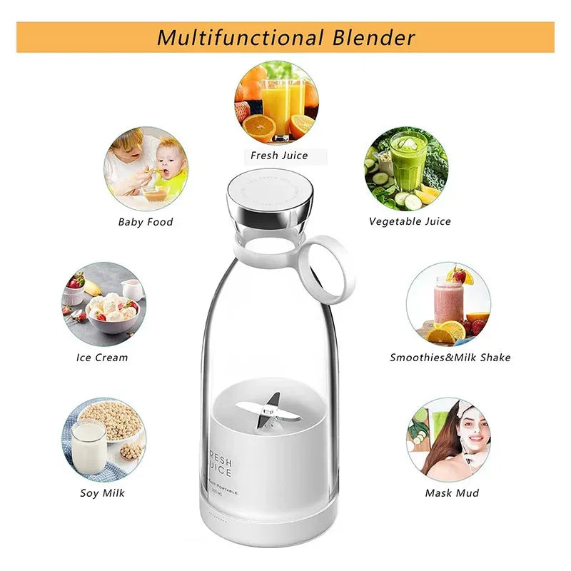 Mélangeur portable, mixeur portable tendance pour milkshakes et smoothies 335,5 g, mini bouteille mélangeur de jus de fruits frais magnétique USB à charge rapide, à emporter pour les voyages, l'extérieur, la gym, le bureau, les voitures, cadeau - PK